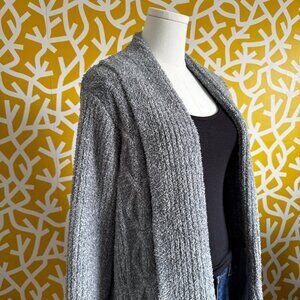 Blue Grey Long Cardigan Wrap Sweater Coat with Pockets - Small